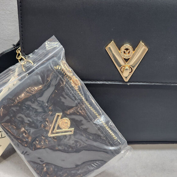 Valentino Orlandi Black Satchel V-2104 with Adjustable Strap and Wallet - NWT - Picture 2 of 8